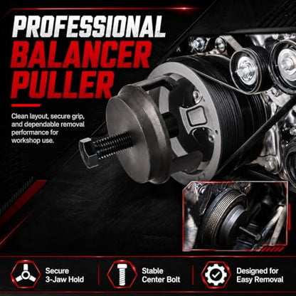 25264 Harmonic Balancer Puller for GM LS Series – Crankshaft Pulley & Damper Removal Tool for GM, Chrysler, Jeep, Dodge Engines