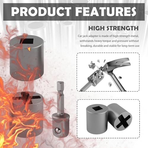 3PCS Scissor Jack Adapter Heavy Duty,Hand Drill Scissor Jack Drill Adapter for Scissors Jacks Lifting,Universal Scissors Jacks for Car Adapters & Conversion Head Automotive Tools