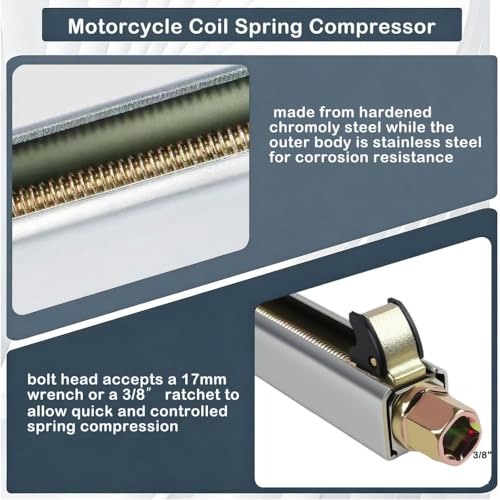 Motorcycle Coil Spring Compressor Tool, Heavy Duty Bike Shock Spring Compression Tool Kit for Rear Shock Absorber Maintenance, Repair & Installation, Professional Universal Suspension Service Tools