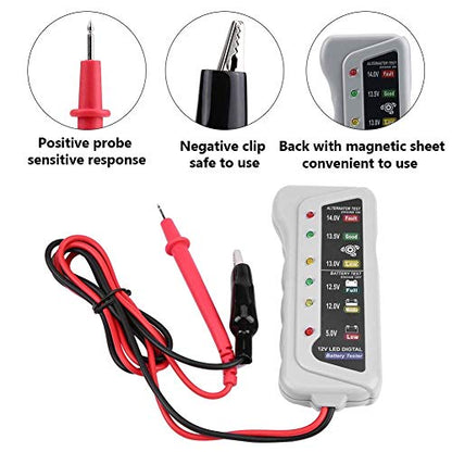 Car Battery Tester, 2-14.8V Automotive Battery Analyzer and Maintenance System, LED Display, for Cars, Motorcycles, 12V Storage Batteries