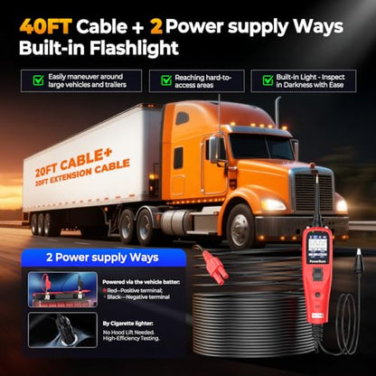 Autel PowerScan PS100 Automotive Circuit Tester 2.0, 12-24V Power Circuit Probe Tool, Electrical Short Open Circuit Finder, AC/DC/Resistance/Component/Signal/Test Light Automotive, 20ft Extension Cord