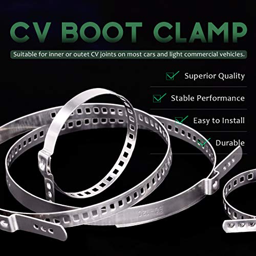 Keadic 6 Set Auto CV Joint Boot Clamps Kit, 6 Pcs Small & 6 Pcs Large Stainless Steel Universal Adjustable Drive Shaft CV Boot Clamps - size: CV Joint Boot Clamps - 6 Set