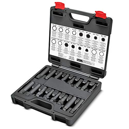 Powerbuilt 16 Piece Locking Lug Nut Master Key Set, Wheel-Lock Removal Tool Kit for for Spline Star and Hex Style Keys, Universal Thin-Walled/Extra-Long Lug Nut Socket Set - 647860 - style: Locking Lug Nut