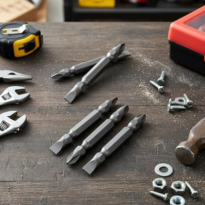 5Pcs Impact Double End Screwdriver Bit Set, Ph2/Sl6 Magnetic Slotted Phillips Screwdriver Driver Bit S2 Alloy Steel Hex Drill Bits Set for Power Tool (65mm)