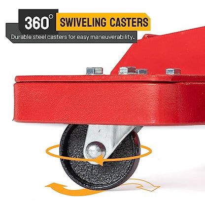 TUFFIOM Hydraulic Transmission Service/Floor Jack Lift 1/2 Ton (1,000 lb) Capacity, Low Profile Roll-Under Floor Trolley, Automotive Shop Tool Hoist Lift Lifting Jack, Red