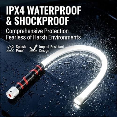 Flexible LED Work Light, 800 Lumens Rechargeable Gooseneck Flashlight, 30 Inch Bendable Hands-Free Tool Light that Holds Shape for Car Repair, Mechanics, Plumbers, Garage Workshop (1, No Gloves)
