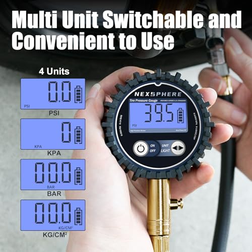 200 PSI Digital Tire Pressure Gauge – Heavy-Duty Air Pressure Gauge for Tires, Accurate Digital Tire Gauge with LED Backlight, 360° Swivel Chuck for Cars, Trucks, Motorcycles & RVs