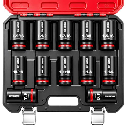 3/4''12pcs Impact Socket Set, SAE 3/4'',7/8'',1-1/4'',1-1/8'',1-1/16'',1'',15/16'',1-5/16'';1-3/8'',1-7/16'',1-1/2'',1-9/16 Socket,Cr-Mo,Heavy Duty Impact Socket Set,With a Storage Case - size: 3/4''12pcs Socket Set SAE