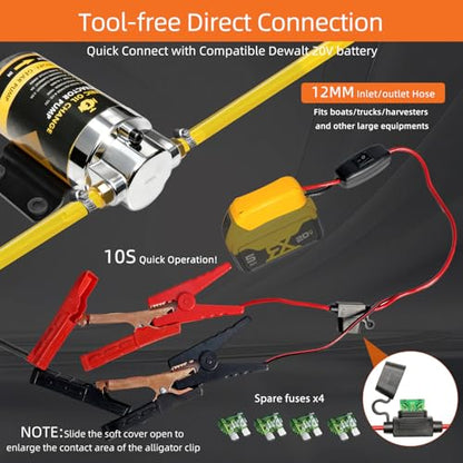 100W Electric Oil Change Extractor Pump, 1-4L/min Oil Transfer Pump for Engine/Transmission/Gear Oil Change, Compatible with DeWalt 20V Battery(Oil Pump-B+Yellow Adapter) - color: Oil Pump-B+Yellow Adapter