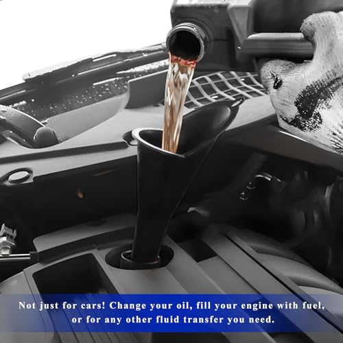 Oil Funnel, Flexible Multi-Function Automotive Oil Funnel, Spill-Proof Plastic Long Neck Engine Funnel Set for Gas Lubricants Water Diesel Fuel Kerosene, Car Accessories (Black) - color: Black, 1 PC