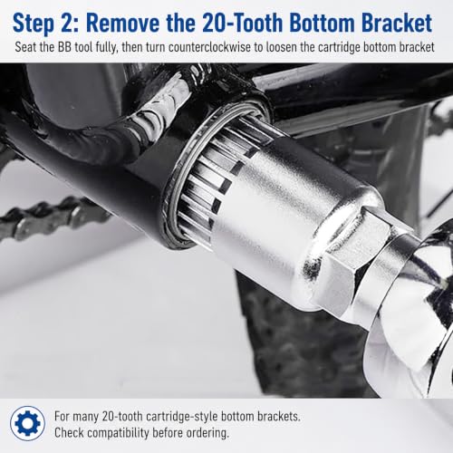 Bike Crank Puller Tool, Bicycle Crank with Bottom Bracket Removal Tool | Square Taper Crank Remover with 20-Tooth Bottom Bracket Removal Tool and 16mm Spanner for MTB, Road Bike