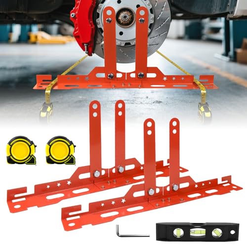 Wheel Alignment Tool Kit with 2 Measuring Tapes – Heavy Duty Toe Plates, Automotive Alignment Tools for Car, Truck, SUV – Camber Alignment Tool Alternative for Measuring Wheel Toe - color: Orange