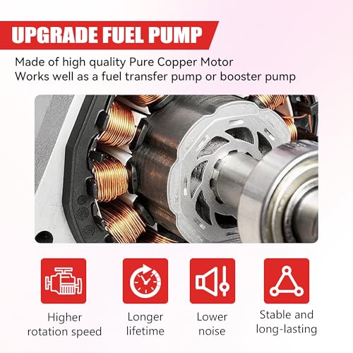 Gasoline Electric Fuel Pump Universal 12V 1-2A 28GPH 2-3.5 PSI Operating Fuel Pressure with 5/16 Inch (8mm) ID Fuel Line Hose 6.56FT - color: 2-3.5PSI 28 GPH for Gasoline+ 6.56FT Fuel Line