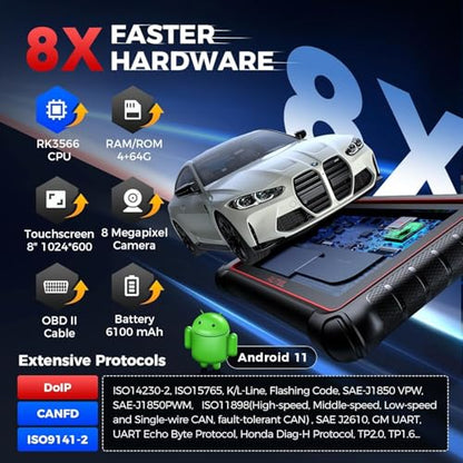 Autel Scanner MaxiCOM MK900: 2026 Updated as MK900BT MK900-BT MX900 Bidirectional Diagnostic Tool, 8in Up of MK808S MK808BT Pro MX808S 808Z, 3K+ Active Tests, 40+ Service, CAN-FD&DOIP, All System, FCA