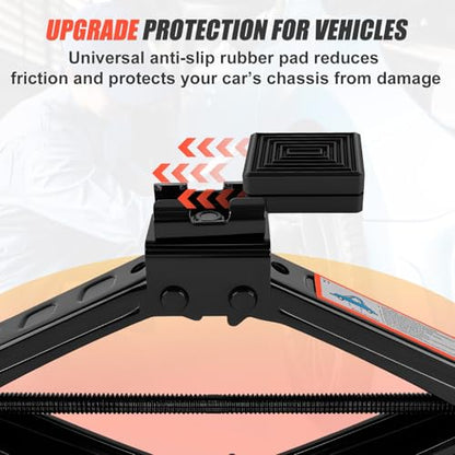 2 Ton Scissor Jack, Upgrade 4409 Lbs Car Jack Kit with 2 Rubber Pads, 10PCS Small Portable Car Jack Emergency Kit with Ratchet Wrench, Tire Repair Changing Kit for Vehicles SUV Sedan MPV UTV
