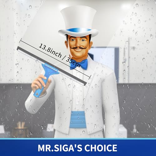 MR.SIGA Professional Window Cleaning Combo - Squeegee & Microfiber Window Scrubber, 14" - size: 14-inch