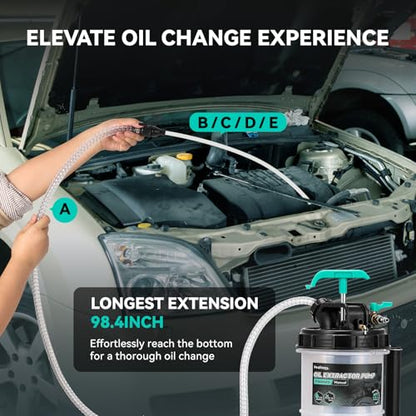 Poafamx 7.5L Oil Extractor Pump Pneumatic/Manual, 2 Gallon Fluid Extractor | Oil Vacuum Change Pump with 5 Tubes and Extended Storage Units for Automotive, Truck, Boats Oil Change - size: 2 Gallon