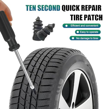 60 Pcs Heavy Duty Tire Repair Rubber Nails, Spiral Screw-in Emergency Puncture Repair Plugs, Tubeless Tire Repair Kit for Car, Truck, Motorcycle, ATV, SUV, Tractor, Trailer(Black)