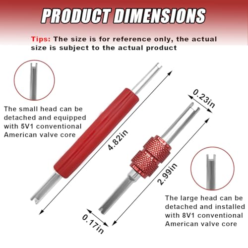 4PCS A/C Valve Core Removal Tool Set, Universal R134A R12 R22 R32 R410A HVAC Air Conditioner Schrader Tire Valve Stem Core Remover Tools, Dual Head Car AC Repair Tool Kit