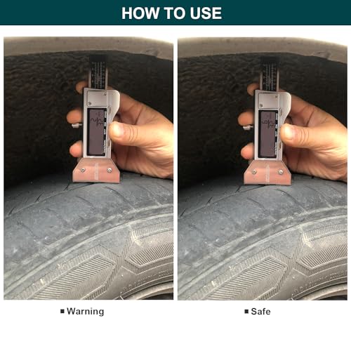 GODESON Metal Digital Tire Tread Depth Gauge, LCD Display Tire Tread Depth Gauge with 3 Modes-Fractional Inch, Decimal Inch and Millimeter,Precision Professional Measuring for Motorcycle, Car, Trucks - size: Single, style: Metal Digital Tire Tread Depth G