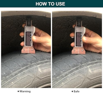 GODESON Metal Digital Tire Tread Depth Gauge, LCD Display Tire Tread Depth Gauge with 3 Modes-Fractional Inch, Decimal Inch and Millimeter,Precision Professional Measuring for Motorcycle, Car, Trucks - size: Single, style: Metal Digital Tire Tread Depth G