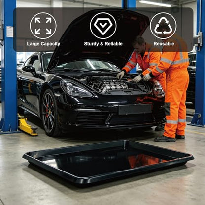 6 Pack Oil Drip Pan Heavy Duty, 35.2 x 23.4 Inch PP Plastic Oil Catch Pan, Waterproof Leak-Proof Reusable Drip Tray for Under Car Oil Changing, Garage Driveway & Home Appliance