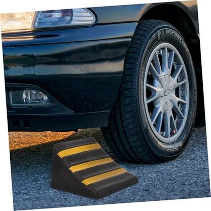 Portable Heavy Duty Rubber Wheel Chock Set for Cars and Trailers Anti-Skid Tire Stopper Non-Slip Design for Uphill Parking and RV Stabilization
