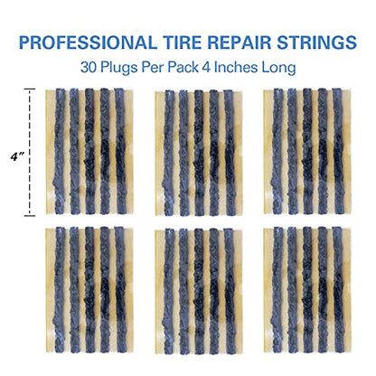 CKAuto 30pcs 4" Black Tire Repair Strings, Automotive Tool Tire Repair Plugs for Tubeless Off-Road Tires Car, Bike, ATV, UTV, Wheelbarrow, Mower - color: Black, size: 4" x φ0.236" 30pcs