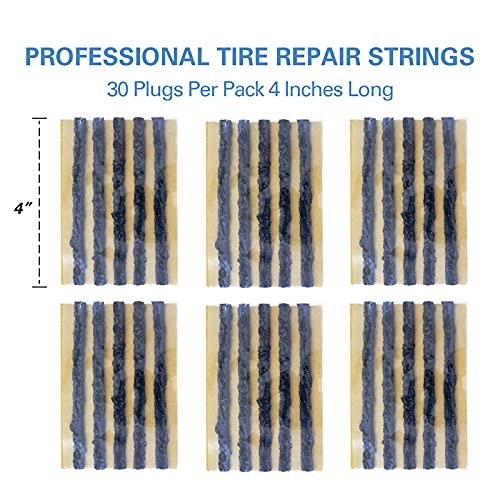 CKAuto 30pcs 4" Black Tire Repair Strings, Automotive Tool Tire Repair Plugs for Tubeless Off-Road Tires Car, Bike, ATV, UTV, Wheelbarrow, Mower - color: Black, size: 4" x φ0.236" 30pcs