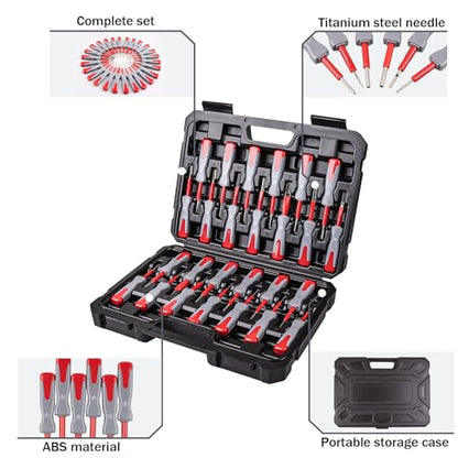 Gickbussu 26PCS Terminal Removal Tool Kit Universal | Fits automotive wire connectors, electrical pin release tool for mechanics, titanium, non-slip, case
