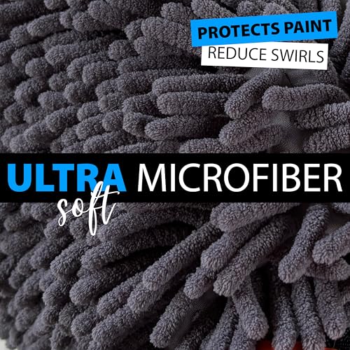 2 Pack Car Wash Mitt Microfiber - Double-Sided 70/30 Premium Chenille for Scratch-Free, Lint-Free Detailing - High-Density, Extra-Absorbent Wash Mitts for Car Washing & Accessories - Large 11x8 Inch
