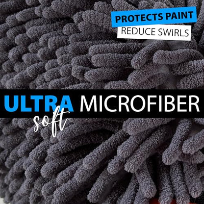 2 Pack Car Wash Mitt Microfiber - Double-Sided 70/30 Premium Chenille for Scratch-Free, Lint-Free Detailing - High-Density, Extra-Absorbent Wash Mitts for Car Washing & Accessories - Large 11x8 Inch