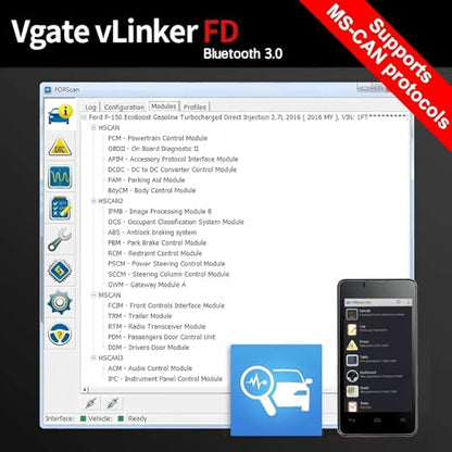 Vgate vLinker FD OBD2 Bluetooth Car Code Reader, OBD2 Diagnostic Scanner for Android & Windows - size: FD BT3.0 - Android & Windows