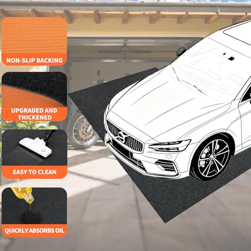 TEEMO 3 Pcs Oil Spill Mats for Under Car 60" x 36" Driveway Oil Absorbent Pads Garage Floor Mat Premium Maintenance Mat Washing Machine Mat with 1 Tape for Garage Driveway Motorcycle Car (Dark Gray)