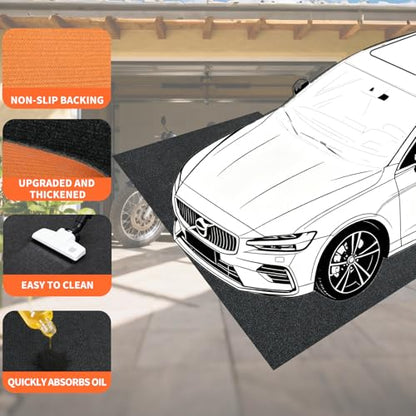 TEEMO 3 Pcs Oil Spill Mats for Under Car 60" x 36" Driveway Oil Absorbent Pads Garage Floor Mat Premium Maintenance Mat Washing Machine Mat with 1 Tape for Garage Driveway Motorcycle Car (Dark Gray)
