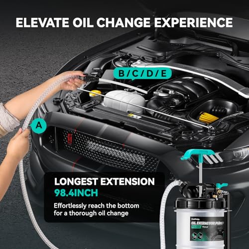 Poafamx 9.5L Oil Extractor Pump Pneumatic/Manual 2.5 Gallon Fluid Extractor | Oil Vacuum Change Pump with 5 Tubes and Extended Storage Units for Automotive, Truck, Boats Oil Change - size: 2.5 Gallon