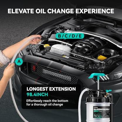 Poafamx 9.5L Oil Extractor Pump Pneumatic/Manual 2.5 Gallon Fluid Extractor | Oil Vacuum Change Pump with 5 Tubes and Extended Storage Units for Automotive, Truck, Boats Oil Change - size: 2.5 Gallon