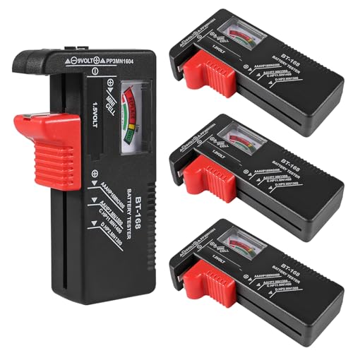 UMLIFE 4Pack Battery Tester,Universal Battery Checker Small Battery Testers for AAA AA C D 9V 1.5V Button Cell Household Batteries Model BT-168 - color: 4PCS
