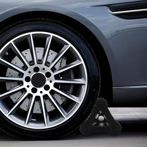 Operitacx Heavy Duty Rubber Wheel Chocks with Rope Handles Non-Slip Tire Stops for Cars Trucks Trailers Secure Parking and Vehicle Immobilization (210x115x105mm)