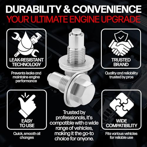 Votex - Made in USA - 1/2 X 20 Magnetic Engine Oil Drain Plug fits Buick, Cadillac, Chevrolet, Chrysler, Dodge, Ford, GMC, Jeep, Oldsmobile, Plymouth, Pontiac - Stainless Steel - Part Number DP004 - size: 1/2X20" Magnetic Drain Plug