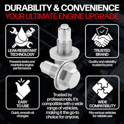 Votex - Made in USA - 1/2 X 20 Magnetic Engine Oil Drain Plug fits Buick, Cadillac, Chevrolet, Chrysler, Dodge, Ford, GMC, Jeep, Oldsmobile, Plymouth, Pontiac - Stainless Steel - Part Number DP004 - size: 1/2X20" Magnetic Drain Plug