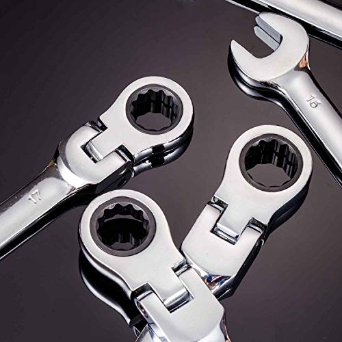 Qnkaa Flexible Ratchet Wrench Set 12pcs 8-19mm Spanner Gear Ring Ratcheting Combination Flexi Wrench Kit Metric Flex Head | Spanner Gear Ring Ratcheting Combination Flexi Wrench Kit Metric Flex Head - size: 12-Piece Metric Set
