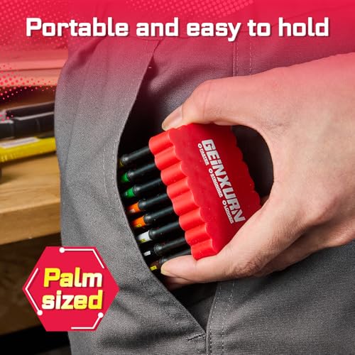 Geinxurn Impact Screwdriver Bits Set, 33 Pieces 3”Multi Head Magnetic S2 Steel Driver Bits PH/SQ/Torx/Pozi With Red Soft Base - color: 75-multi-bit, size: 3"-33PCS