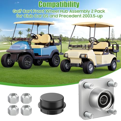 10L0L Golf Cart Front Wheel Hub Assembly 2 Pack for Club Car DS and Precedent 2003-up, Front Hub Replacement Kit 102357701 with Ball Bearing, Oil Seal & Dust Cover