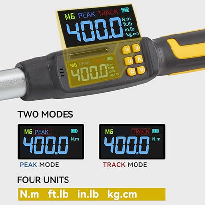 1/2 Drive Digital Torque Wrench with Adapters, 15-295 ft-lb (20-400 Nm), ±2% Accuracy, 72-Tooth Ratchet Head, Buzzer & LED Alerts, for Truck, SUV, Tires, Lug nuts & Wheels - size: 1/2" 400Nm