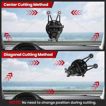 Auto Windshield Removal Tool Kit with Dual Cutting Locking Function, High-efficiency Auto Glass Removal Tools Include Cutting Wire, Glass Cutter, & T-Shaped Threading Tool for Cars, Trucks & SUVs