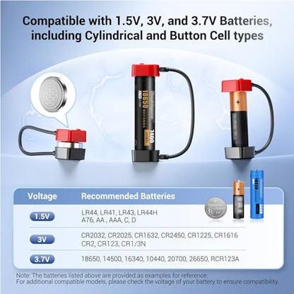 Portable Magnetic Battery Tester for AA AAA C CR2032, Compact Universal Battery Checker with 3 Indicator Lights for CR2025 CR2450 LR44 Double Triple A D 1.5V 3V 3.7V Button Coin Cell Household Battery - size: (1 PACK)Battery Tester for AA AAA C CR2032 & M