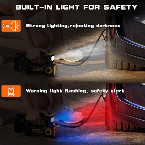 IRONFIST Tire Inflator Compatible with DEWALT 20V Battery, Portable Air Compressor, Auto Tire Pump with Independent Switch & Warning Light, for Cars, Bicycles, and Sports Balls (BATTERY NOT INCLUDED)
