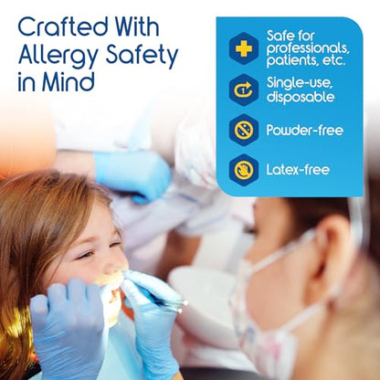 Inspire Black Nitrile Disposable Gloves | 4.5 Nitrile Disposable Safety Medical Cooking Cleaning Gloves - size: Medium, style: Blue - Box of 100