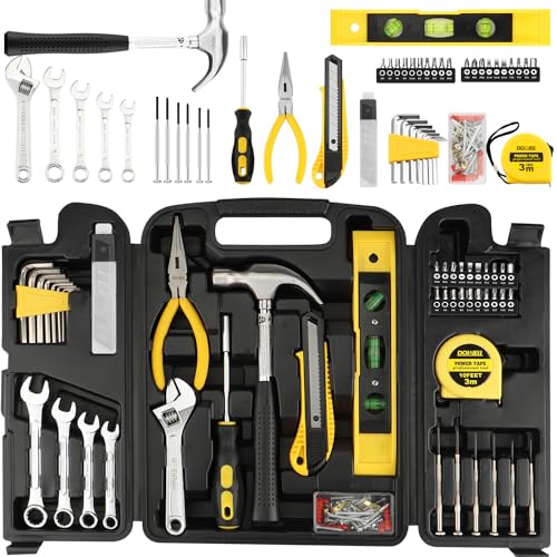 DOWELL 90 Piece Tool Set Home Repair Hand Tool Kit with Wrench Sets Plastic Tool Box Storage Case - size: 90PCS